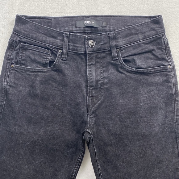 Hudson Blake Slim Straight Fit Twill Denim Jeans (Black) - Picture 5 of 16